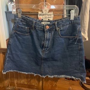 Dark wash denim skirt